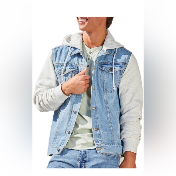 Brooklyn Cloth Denim Jacket Hoodie Hybrid M Light Wash Men's Streetwear - Picture 1 of 10